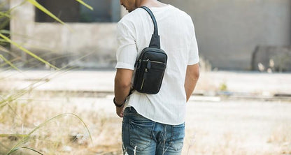 Vintage Leather Mens Sling Bag Sling Shoulder Bag Sling Backpack for men