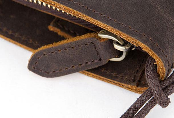 Vintage Cool Leather Mens Long Wallet Zipper Bifold Wallet Clutch Wallet For Men