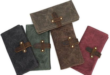 Mens Canvas Long Wallets for men Bifold Cool Men Long Wallet