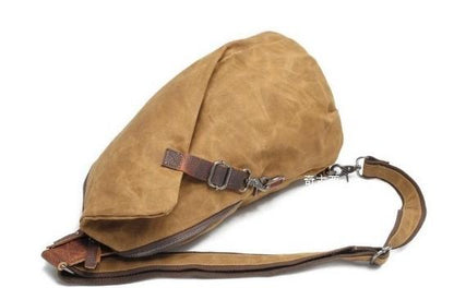 Cool Waxed Canvas Mens One Shoulder Pack Sling Bag Chest Bag for men