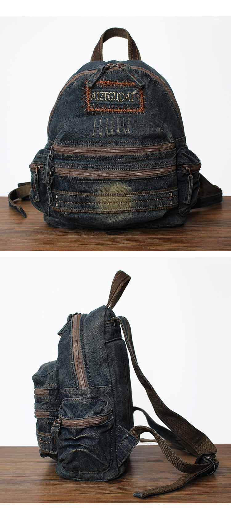 Denim Womens Backpack School Backpacks Vintage Denim Blue Backpacks For Women