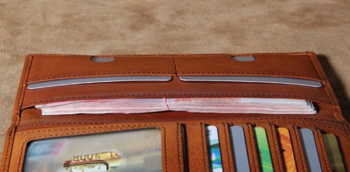 Genuine Leather Mens Cool Long Leather Wallet Slim Travel Passport Wallet for Men