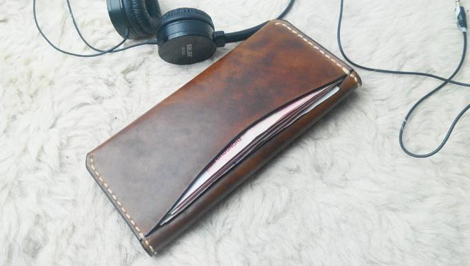 Vintage Coffee Leather Bifold Mens Long Wallet Leather Long Wallets for Men