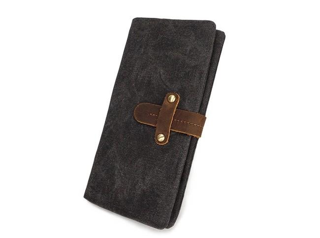 Mens Canvas Long Wallets for men Bifold Cool Men Long Wallet