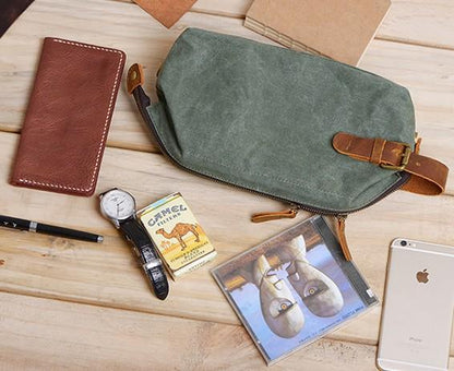 Large Canvas Mens Clutch Bag Zipper Wristlet Bag Phone Purse for Men