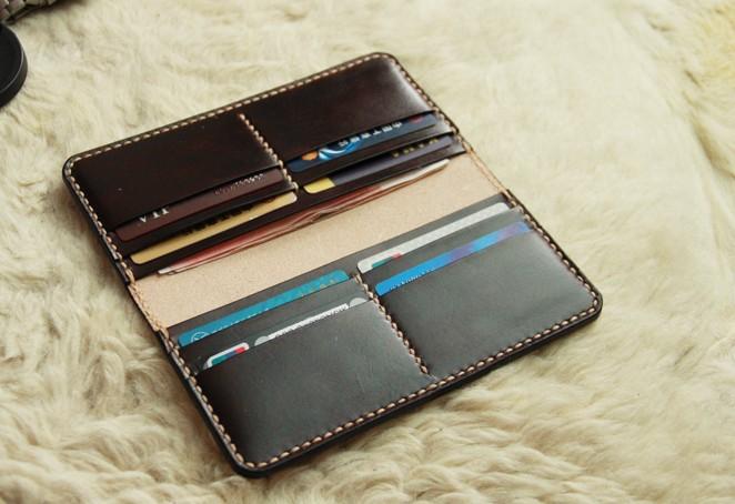 Vintage Leather Coffee Bifold Mens Long Wallet Leather Long Wallets for Men