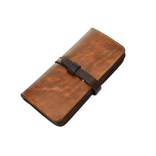 [On Sale] Handmade Vintage Mens Leather Long Wallet Cool Long Wallet for Men