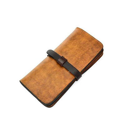 [On Sale] Handmade Vintage Mens Leather Long Wallets Cool Long Wallet for Men