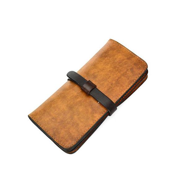 [On Sale] Handmade Vintage Mens Leather Long Wallet Cool Long Wallets for Men