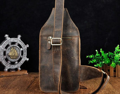 Cool Leather Mens  Sling One Shoulder Bag Sling Bag Sling Backpacks Chest Bag for men