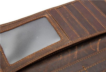 Vintage Mens Leather Long Wallet Cool Bifold Long Wallet Clutch For Men