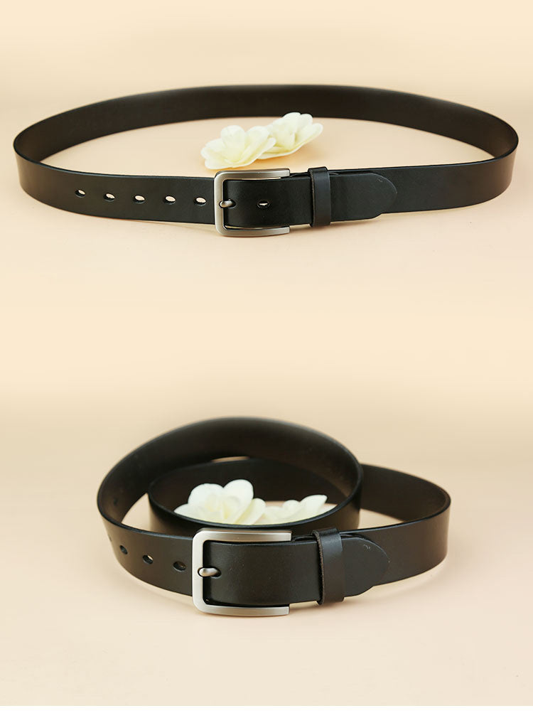 Black Genuine Leather Black Fashion Belt Formal Leather Belt Casual Belt for Men