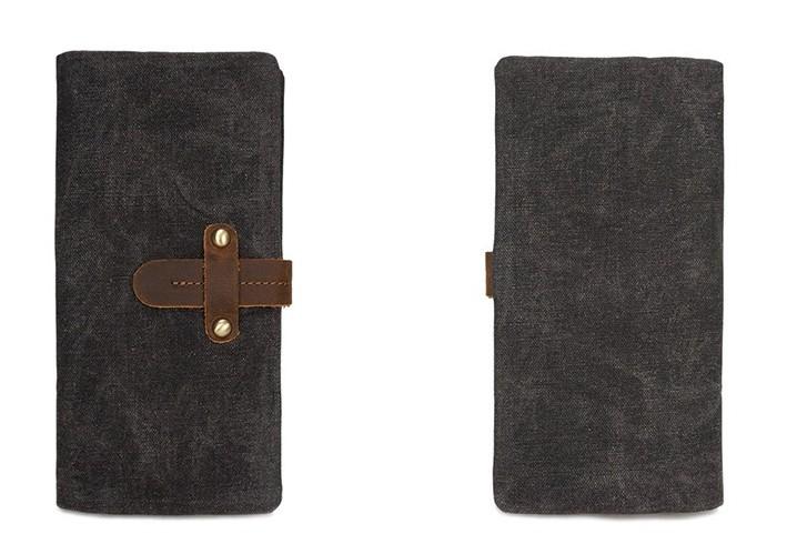 Mens Canvas Long Wallets for men Bifold Cool Men Long Wallet