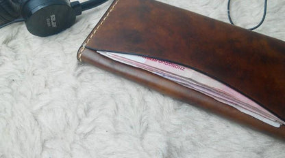 Vintage Coffee Leather Bifold Mens Long Wallet Leather Long Wallets for Men