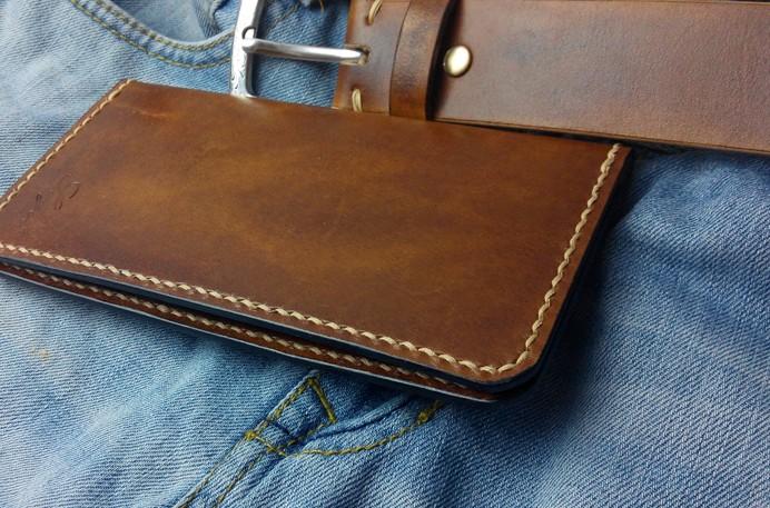 Vintage Tan Leather Bifold Mens Long Wallet Leather Long Wallets for Men