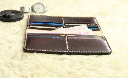 Vintage Leather Coffee Bifold Mens Long Wallet Leather Long Wallets for Men