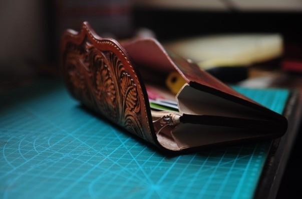 Handmade Leather Vintage Tooled Mens Long Wallet Cool Long Wallet for Men