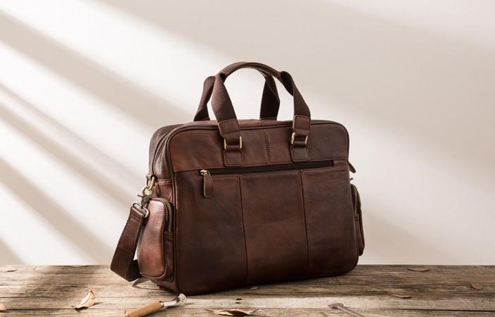 Leather Mens Large Briefcase Work Bag Travel Bag Business Bag for Men