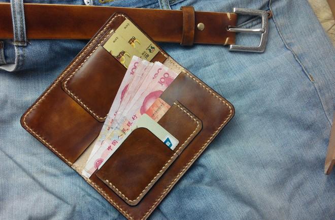 Vintage Tan Leather Bifold Mens Long Wallet Leather Long Wallets for Men