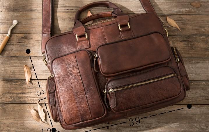 Leather Mens Large Briefcase Work Bag Travel Bag Business Bag for Men