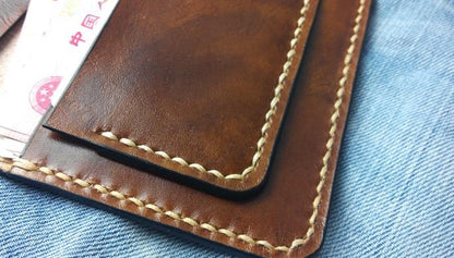 Vintage Tan Leather Bifold Mens Long Wallet Leather Long Wallets for Men