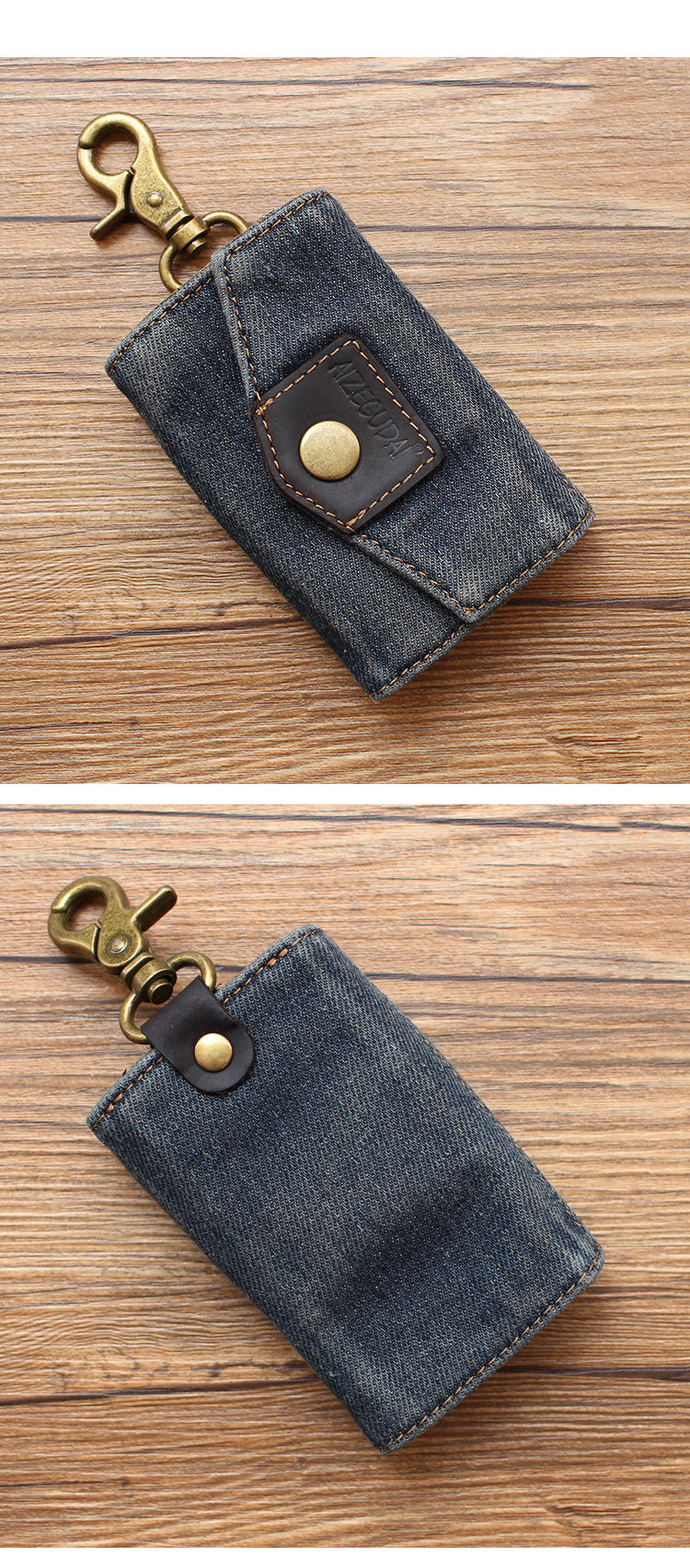 Vintage Denim Mens Keys Wallet Denim Key Holders With Belt Clip for Women