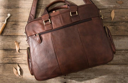 Leather Mens Large Briefcase Work Bag Travel Bag Business Bag for Men