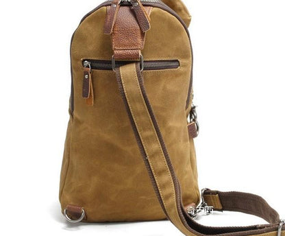 Cool Waxed Canvas Mens One Shoulder Pack Sling Bag Chest Bag for men