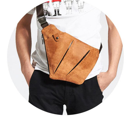 Leather Mens Cool Sling Bag Crossbody Bag Chest Bag for men