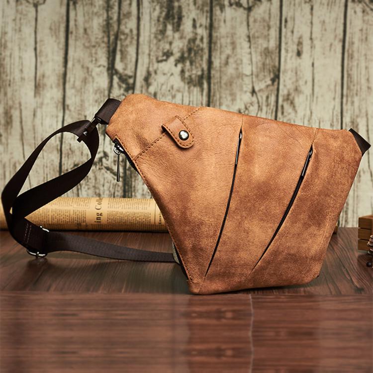 Leather Mens Cool Sling Bag Crossbody Bag Chest Bag for men