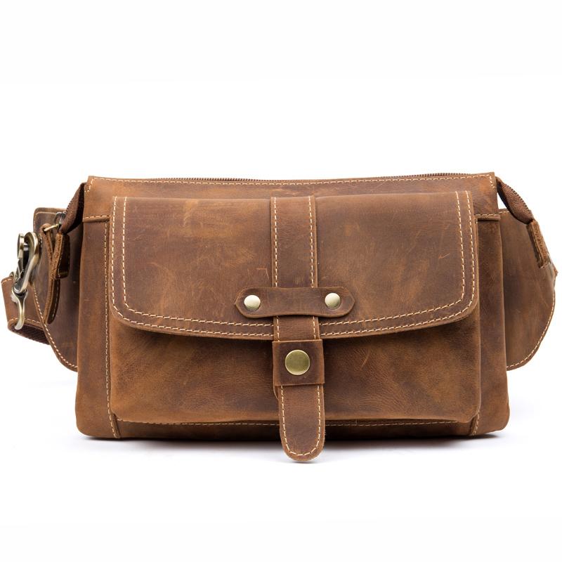 Vintage Leather Fanny Pack Mens Waist Bag Hip Pack Belt Bag Bumbag for Men