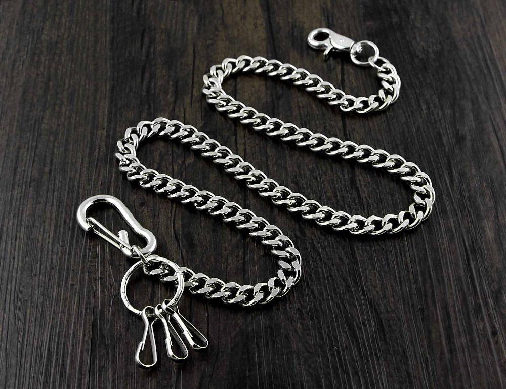 Silver Mens KeyChain Pants Chain Wallet Badass Chain Biker Wallet Chain for Men