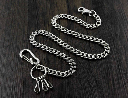 Silver Mens KeyChain Pants Chain Wallet Badass Chain Biker Wallet Chain for Men