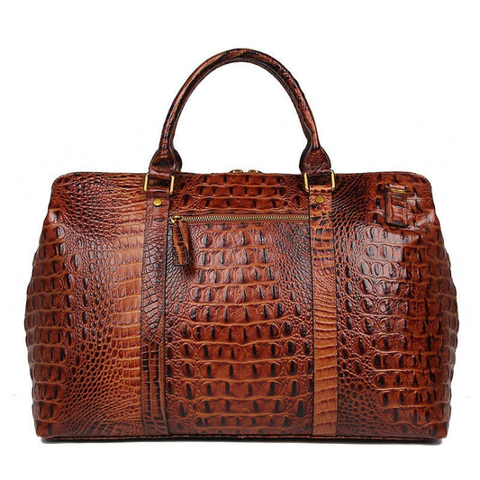 Cool Crocodile Pattern Leather Men's Travel Bag Overnight Bag Weekender Bag For Men