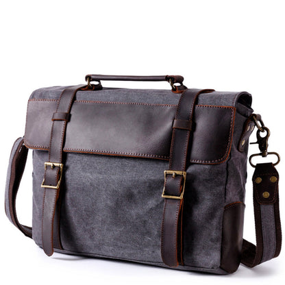 Washed Canvas Leather Mens Side Bag 14¡®¡¯ Messenger Bag Computer Bag For Men