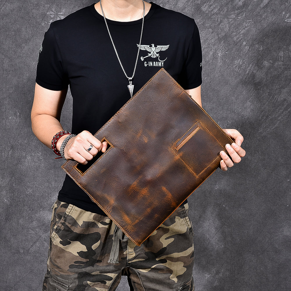 Retro Brown Leather Mens Business Clutch Bag Side Bag Handbag Small Messenger Bag For Men