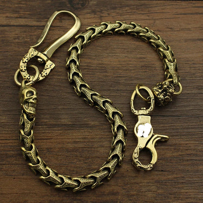 Badass Brass 18¡®¡¯ Copper Skull Chain Pants Chain Wallet Chain Motorcycle Wallet Chain for Men