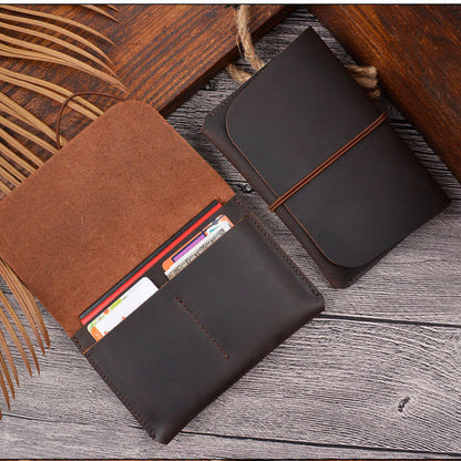 Vintage Brown Leather Men's Passport Wallet Black Travel Wallet Card Wallet For Men