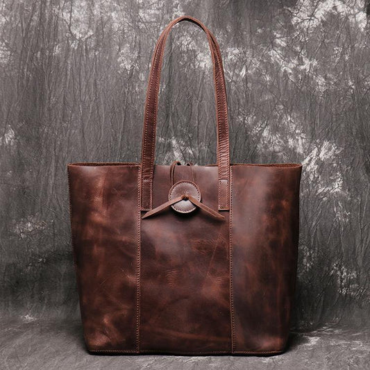 Vintage Mens Womens Leather Large Tote Handbag Shoulder Tote Purse Tote Bag For Men