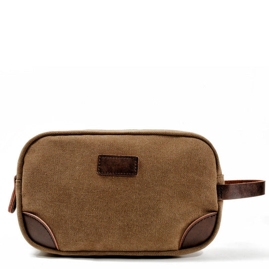 Waxed Canvas Leather Mens Women's Cosmetic Bag Clutch Bag Handbag Storage Bag Wash Bag For Men