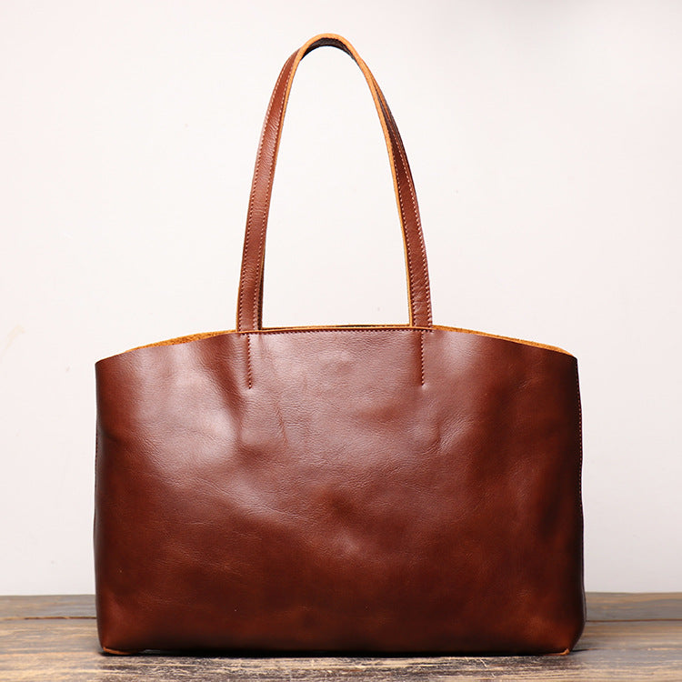 Vintage Mens Womens Leather Large Brown Tote Handbag Shoulder Tote Purse Tote Messenger Bag For Men