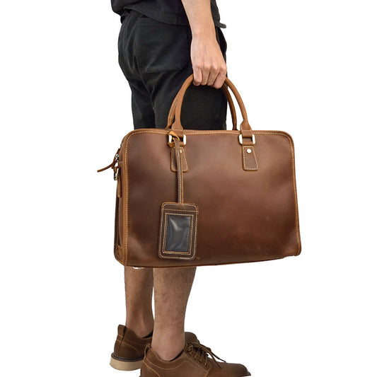 Vintage Leather Brown Men's 14¡®¡¯ Laptop Briefcase Professional Briefcase Business Handbag For Men