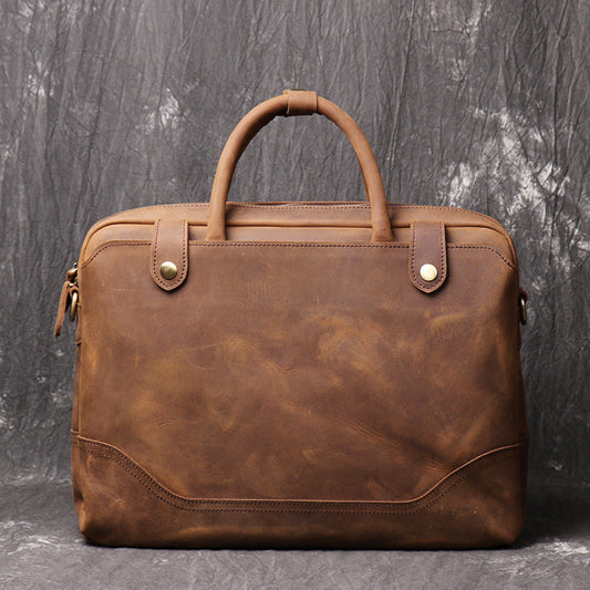 Vintage Leather Mens Briefcase Bag Work Bag Business Bag 15inch Computer Bag For Men