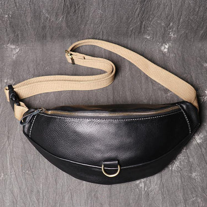 Top Leather Fanny Pack Men's Black Chest Bag Hip Bag Black Best Waist Bag For Men 2020