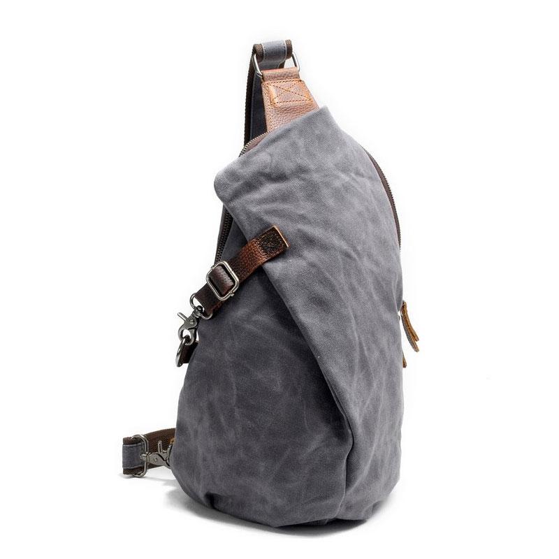 Cool Waxed Canvas Mens One Shoulder Pack Sling Bag Chest Bag for men