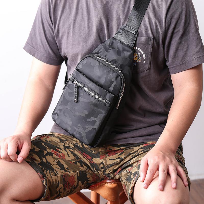 Cool Nylon Men's Sling Bag Camouflage Chest Bag Nylon One shoulder Backpack Sling Pack For Men