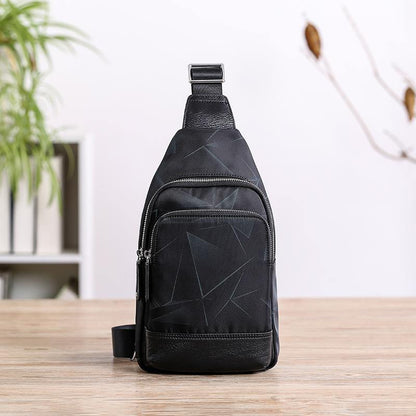 Cool Black Blue Nylon Men's Sling Bag Waterproof Chest Bag Canvas One shoulder Backpack Sling Pack For Men