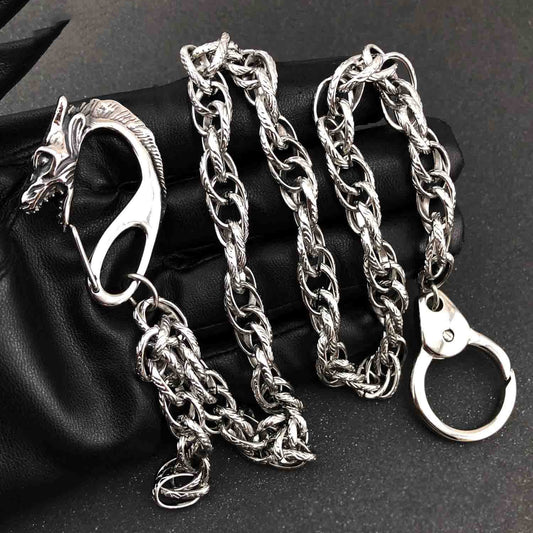 Badass Silver Dragon Mens Long Wallet Chain Pants Chain Key Chain Wallet Chain For Men