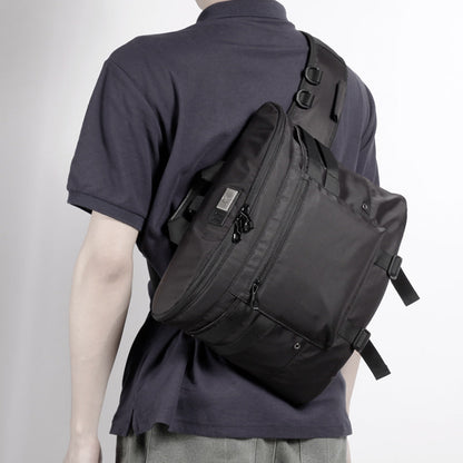 Cool Nylon Cloth Men's Black Large One Shoulder Backpack Chest Bag For Men