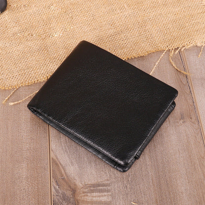 Vintage Brown Trifold Leather Men's Small Wallet RFID Black billfold Wallet For Men